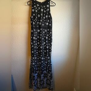 Size 10 AIDAN Aidan Mattox Elegant Black Sequin Floral Maxi Dress